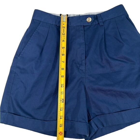 Tommy Hilfiger Dark Blue Navy Cotton High Waisted Baggy Shorts Preppy Classy - Picture 6 of 8